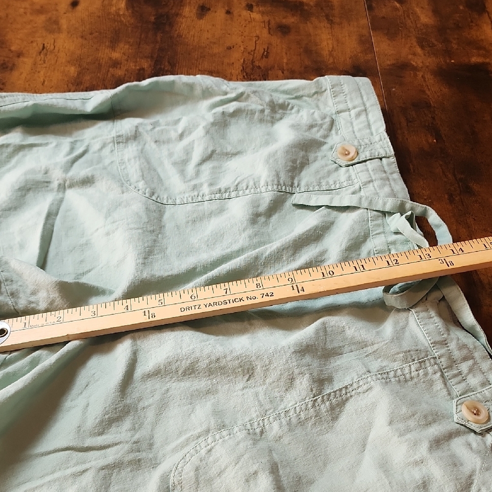TORRID | Light Green Linen Blend Pull On Patch Pocket Drawstring Shorts | 22 - Picture 6 of 11